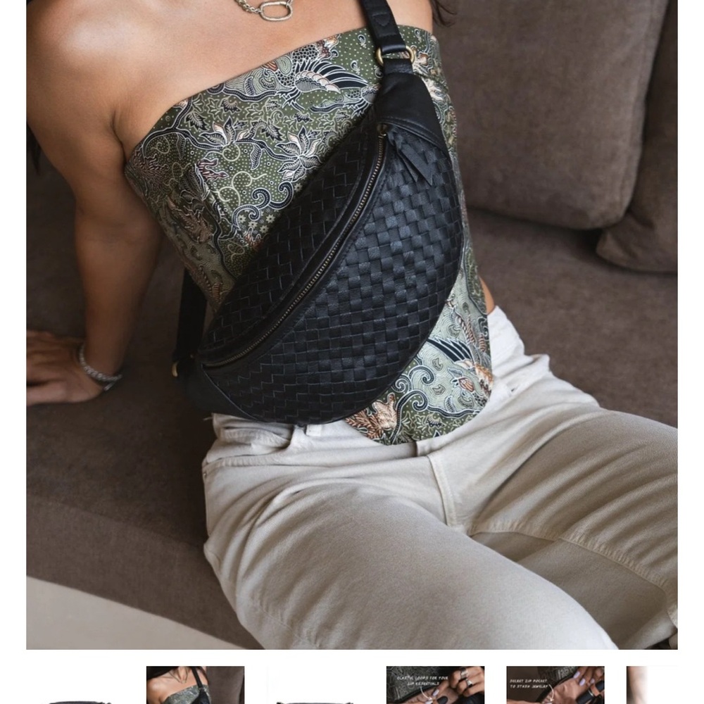 MANDRN Atlas Black Woven Leather Bum Bag